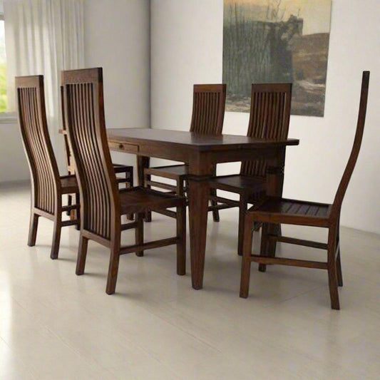 Teak Wood Dining Table With 6 Chairs TDT - 3001 - TimberCraft