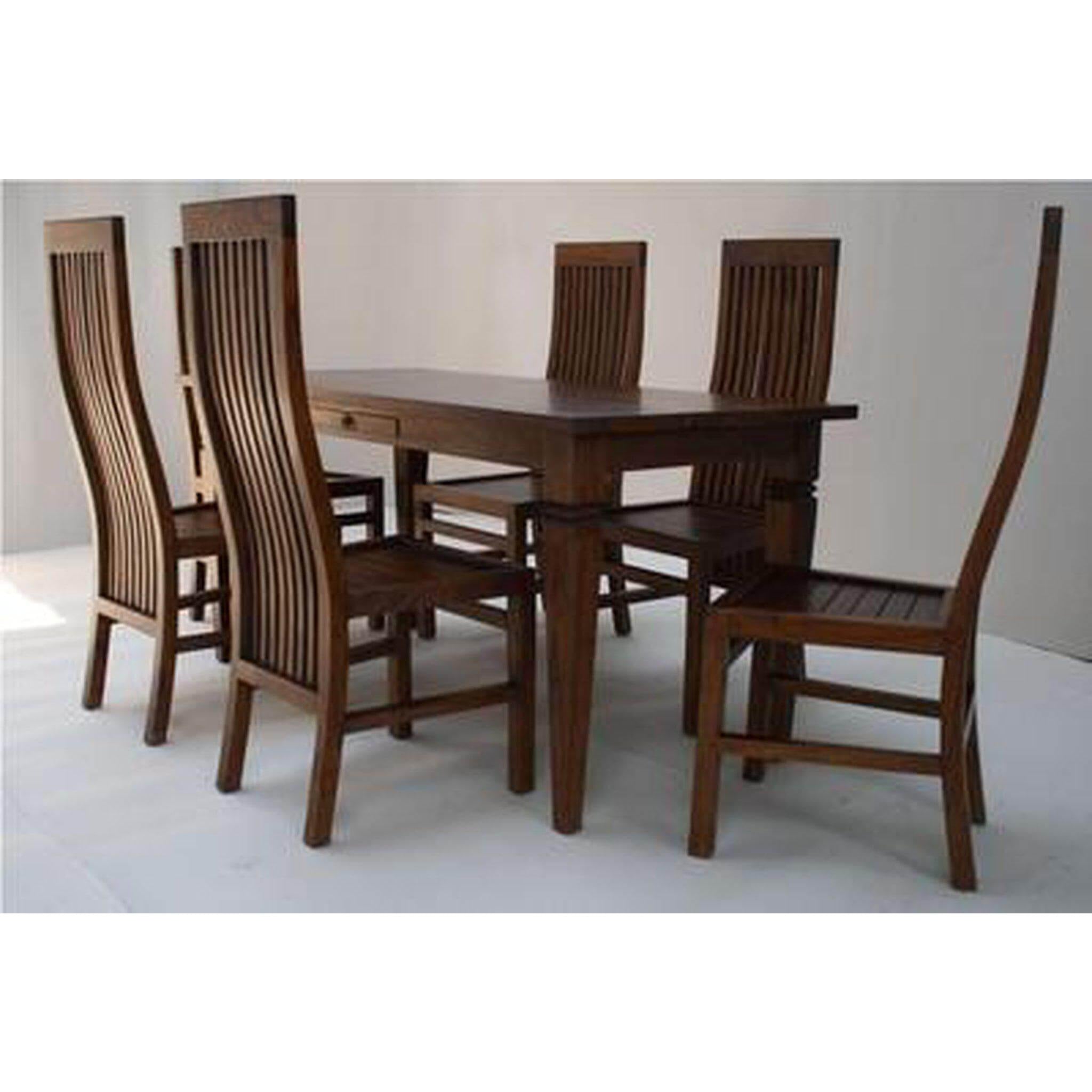 Teak Wood Dining Table With 6 Chairs TDT-3001 - TimberCraft