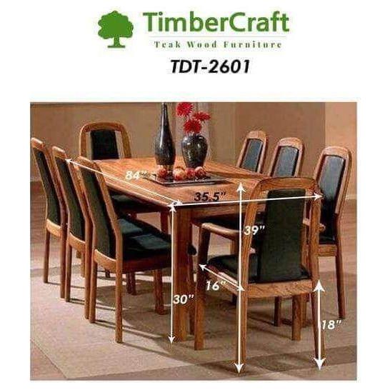 Teak Wood Dining Table With 8 Teak Chairs TDT - 2601 - TimberCraft