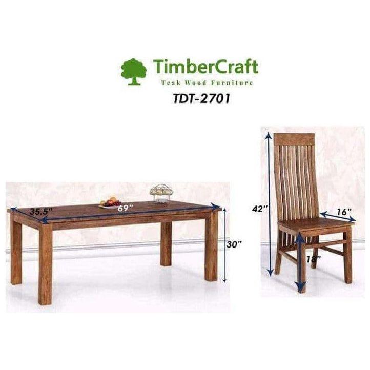 Teak Wood Rustic Dining Table Set TDT - 2701 - TimberCraft