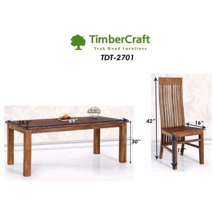 Teak Wood  Rustic Dining Table Set TDT-2701 - TimberCraft