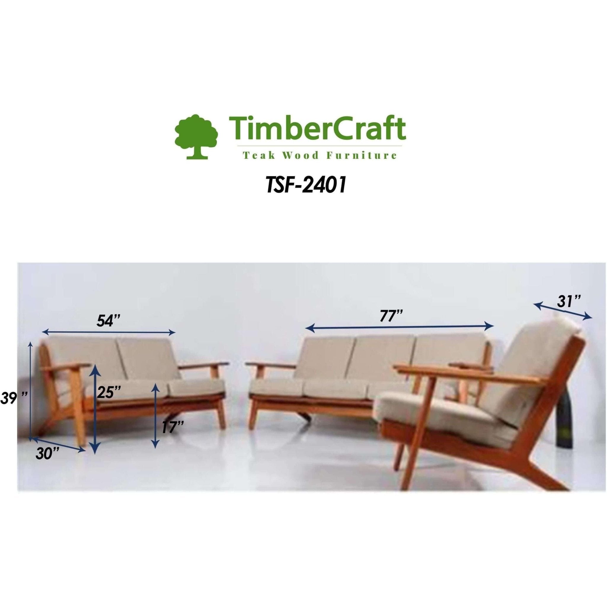 Teak Wood Sofa Set TSF - 2401 - TimberCraft