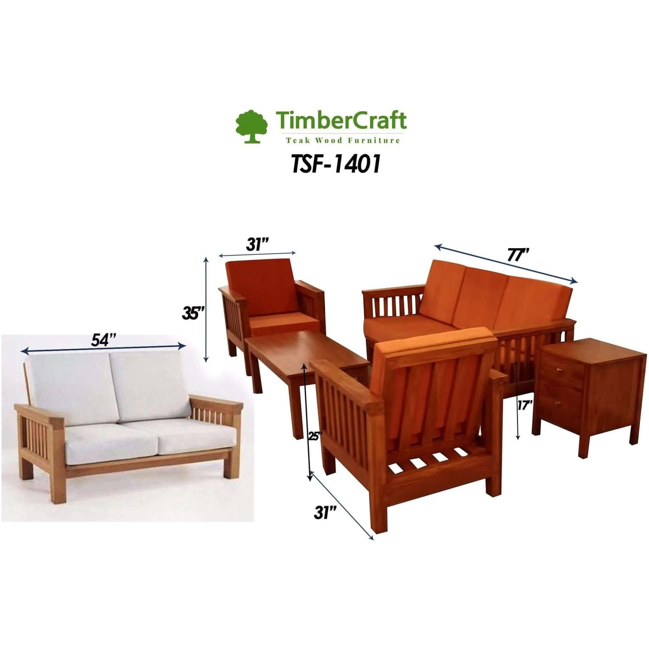 Teak Wood Sofa TSF-1401 - TimberCraft