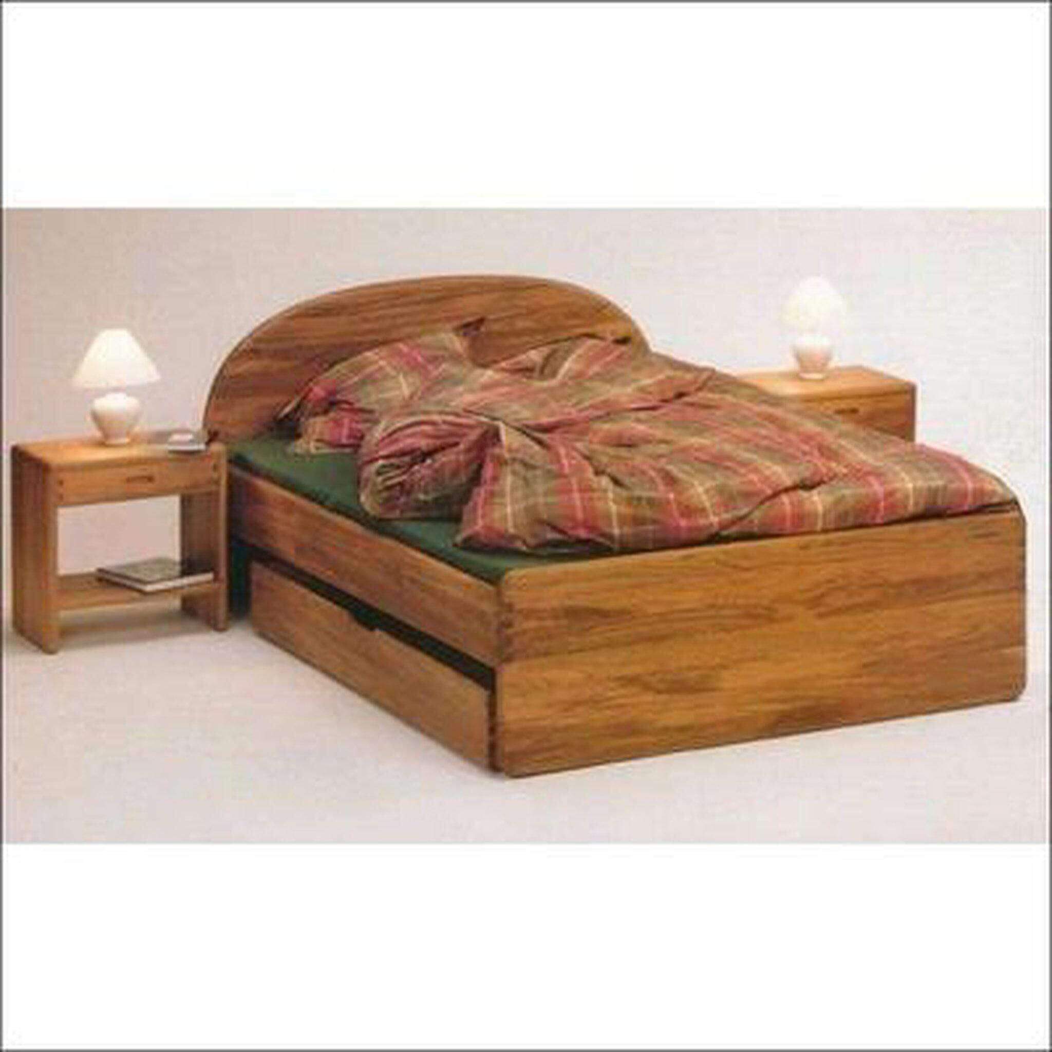 Teak wood storage Bed with 2 big deep drawers - TimberCraft