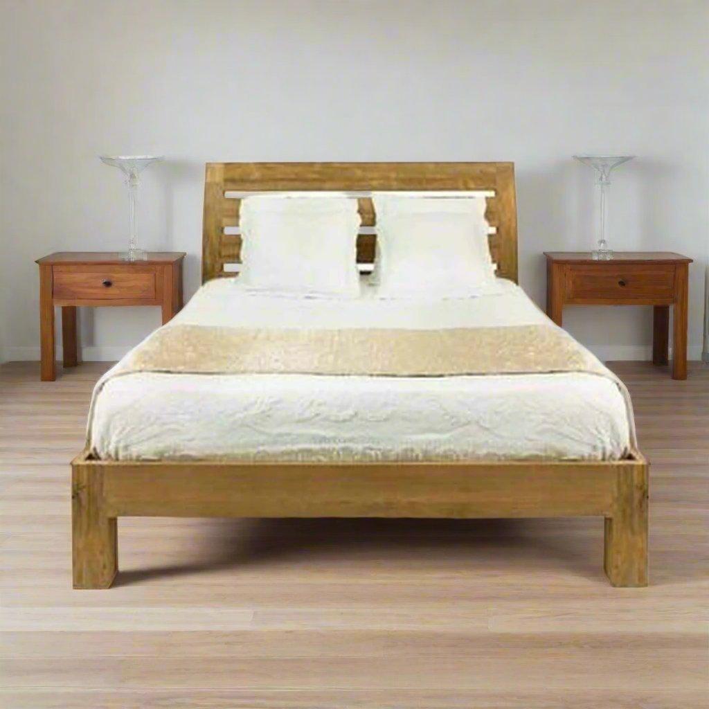 Trendy Sleigh Teak Bed - TimberCraft