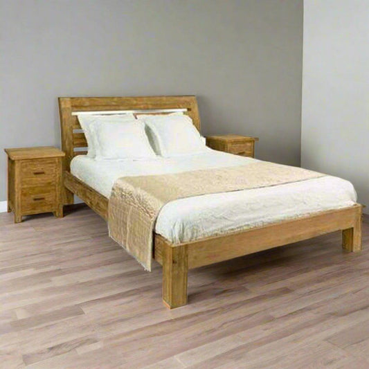 Trendy Sleigh Teak Bed - TimberCraft