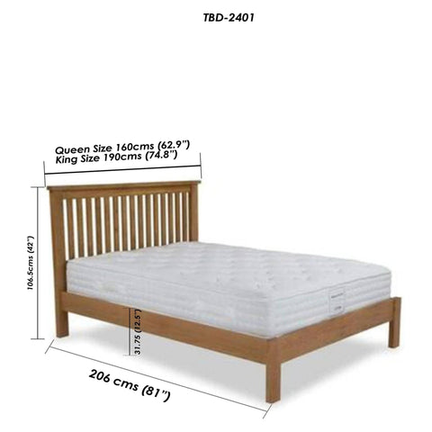 Wooden Bed With Slatted Headboard - TimberCraft