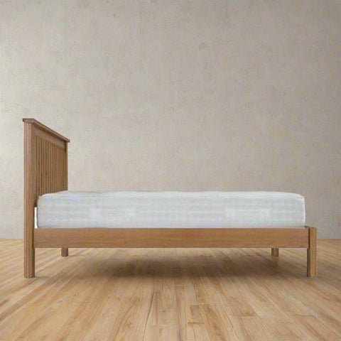 Wooden Bed With Slatted Headboard - TimberCraft