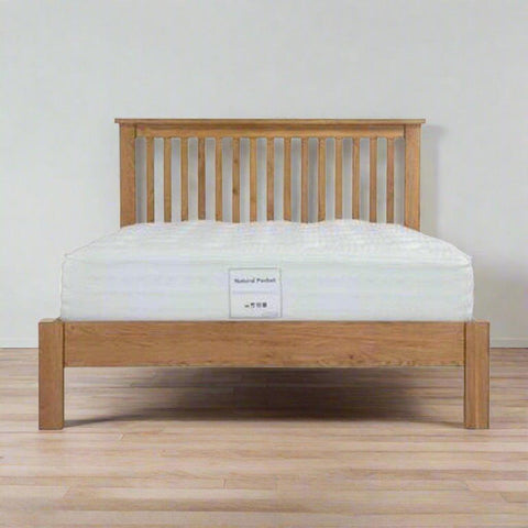 Wooden Bed With Slatted Headboard - TimberCraft